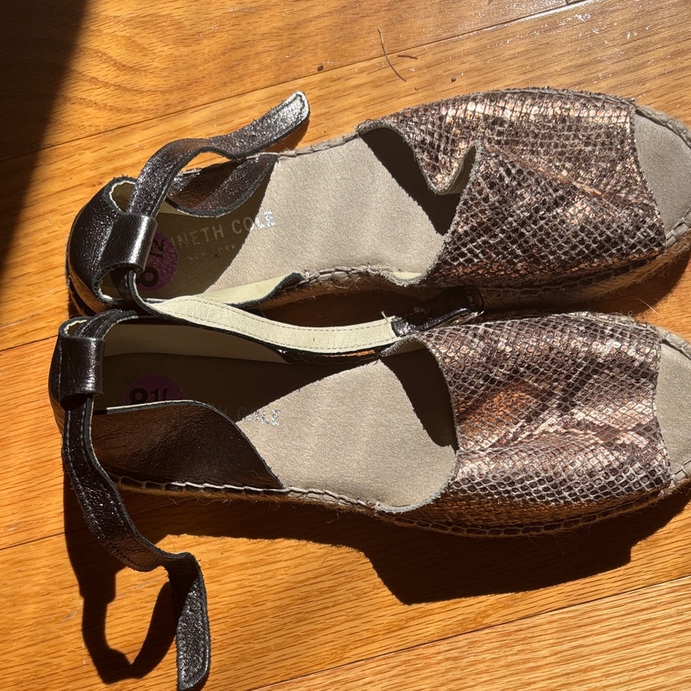 Kenneth Cole Snakeskin Espadrille Sandals - Brown and Tan - Picture 5 of 5